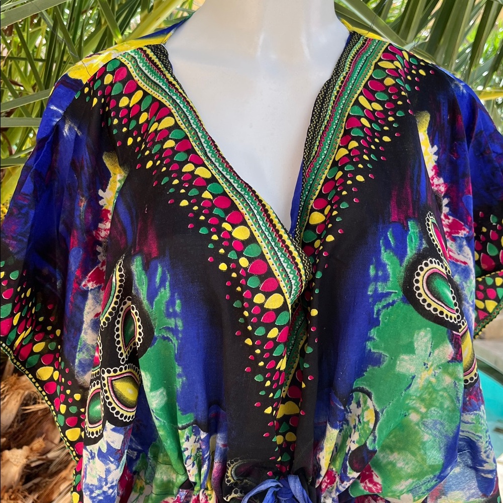 Vibrant Multicolor Kimono Cover-Up - Picture 3 of 5